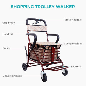 Shopping cart walker for the elderly